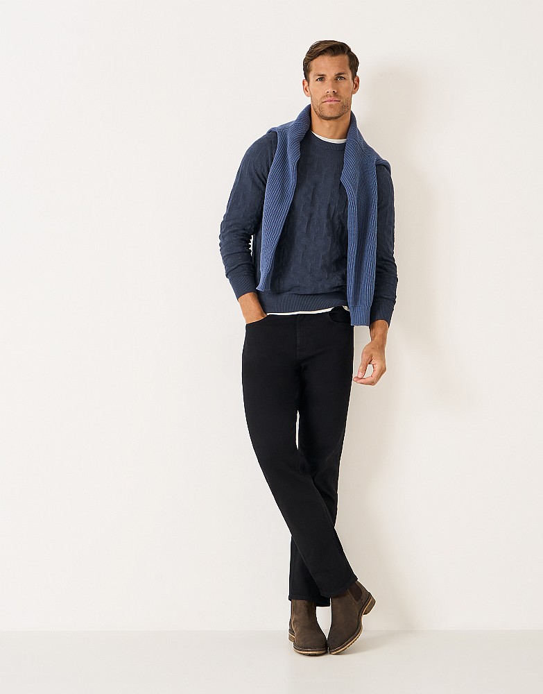 Long Sleeve Textured Jumper in Navy