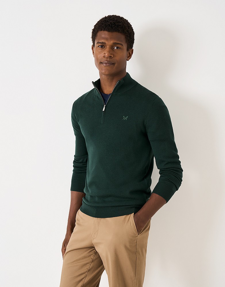 Merino Half Zip Jumper in Bottle Green