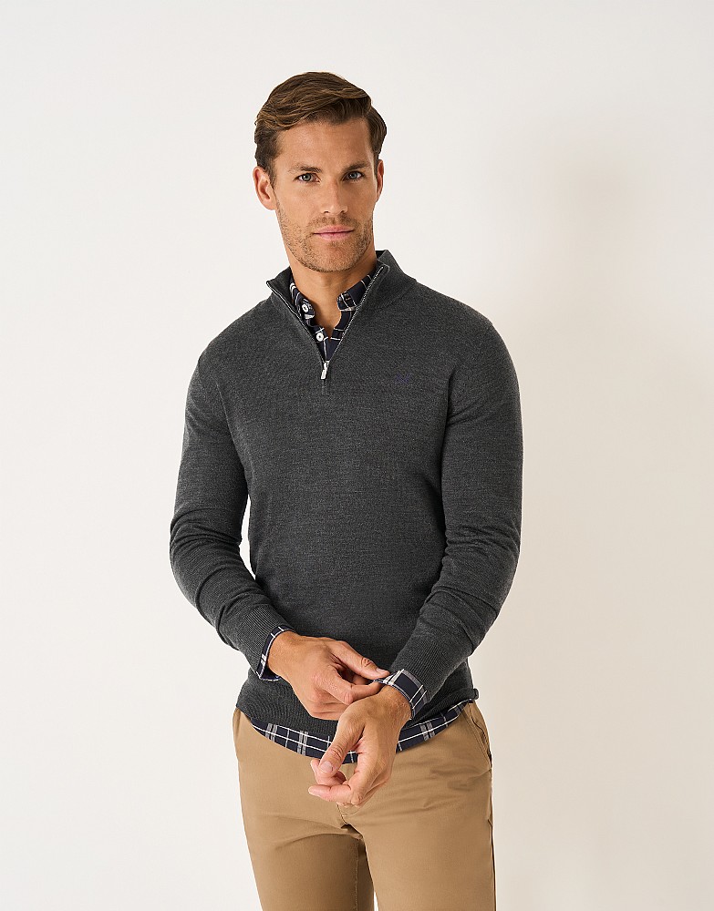 Merino Half Zip Jumper in Charcoal
