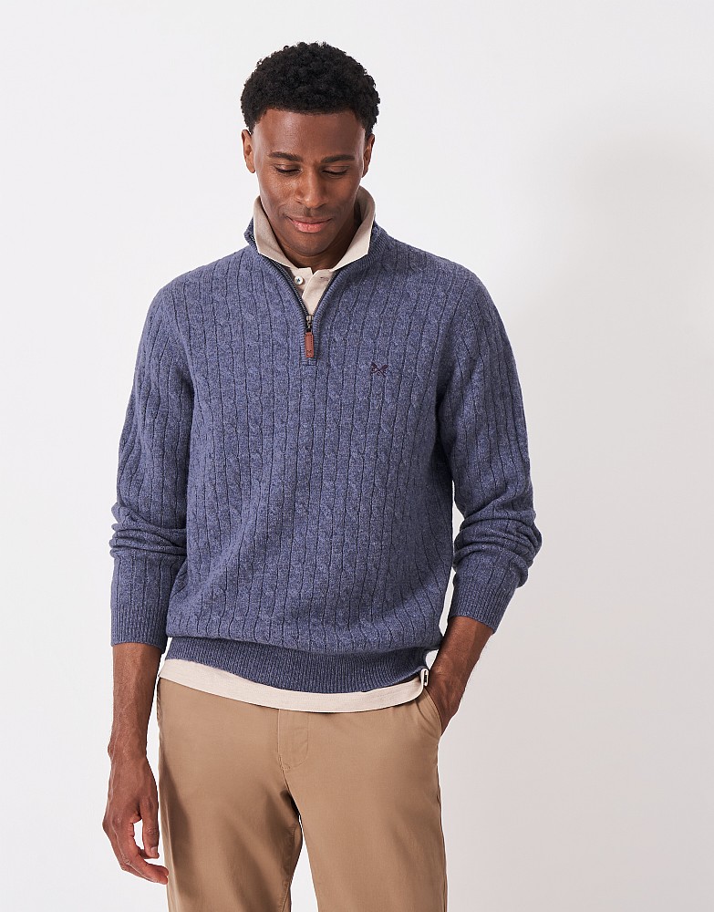 Lambs Wool Cable Knit Jumper in Light Blue