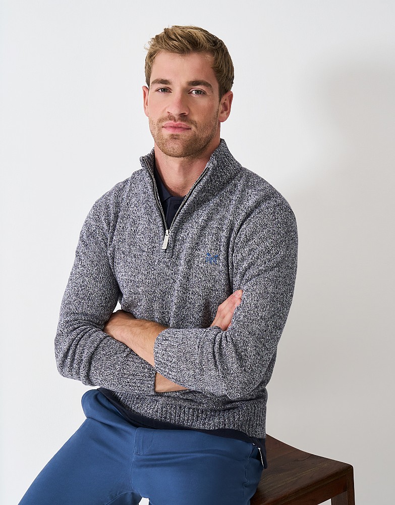 Textured Twist Half Zip Jumper in Navy