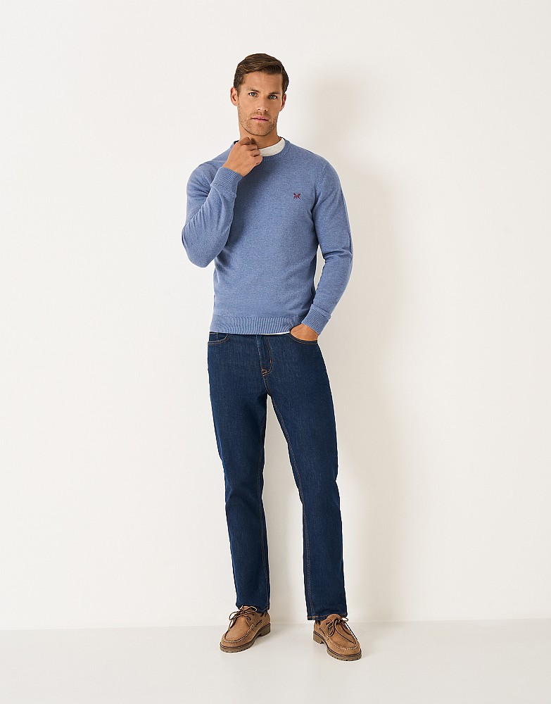 Organic Cotton Crew Neck Jumper in Indigo Blue