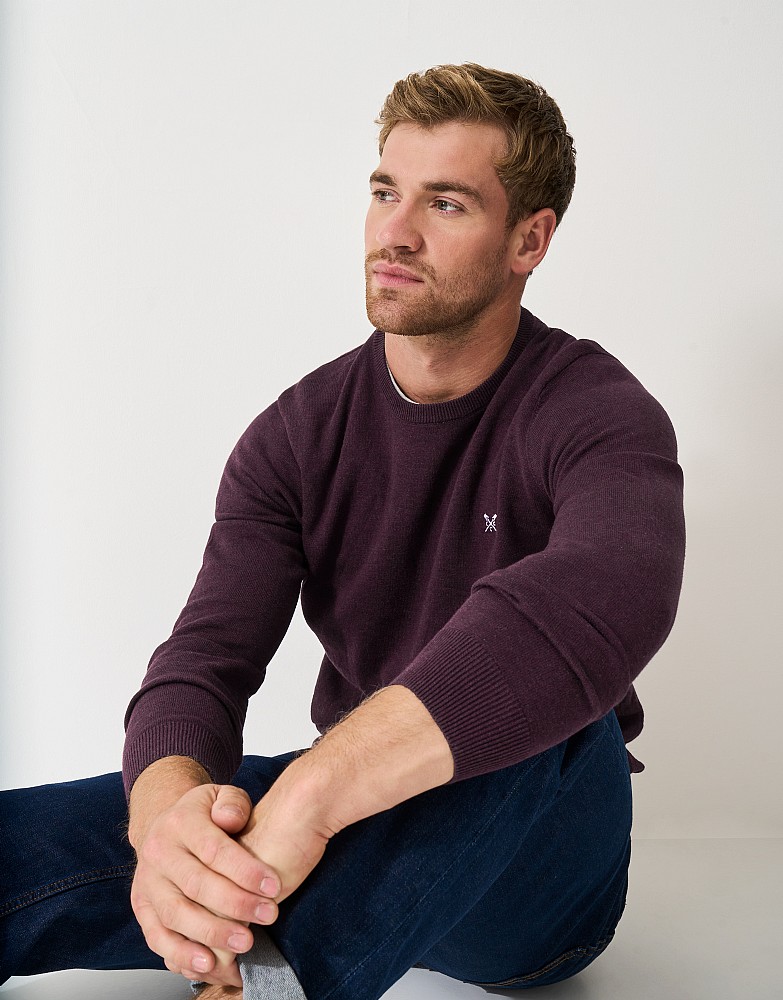 Organic Cotton Crew Neck Jumper in Mahogany