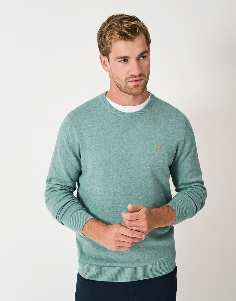 Organic Crew Neck Jumper in Green