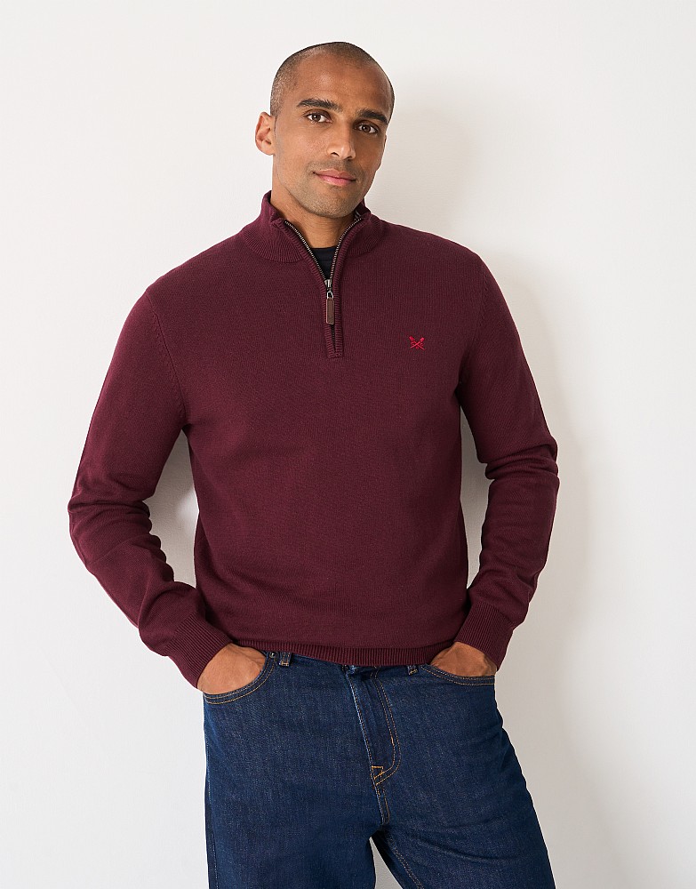 Organic Classic 1/2 Zip in Burgundy - burgundy