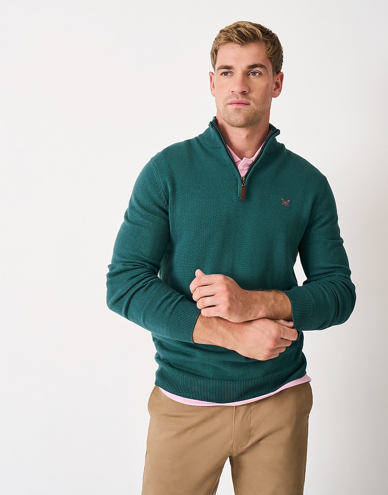 Organic Classic Half Zip Knit in Green