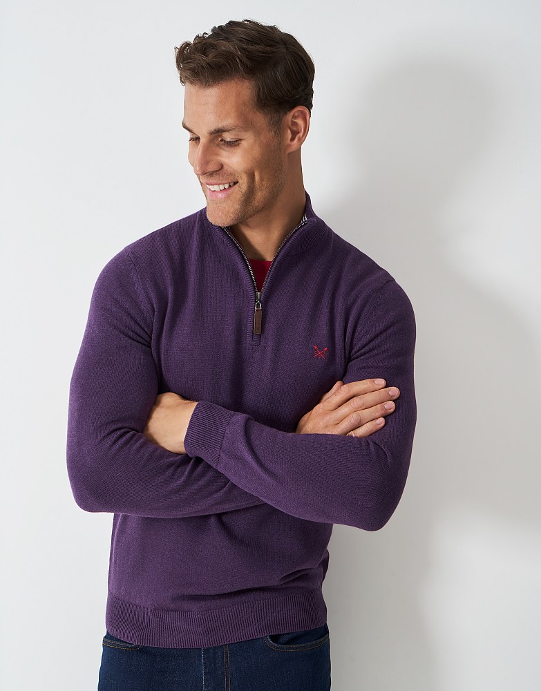 Organic Classic Half Zip Jumper in Purple