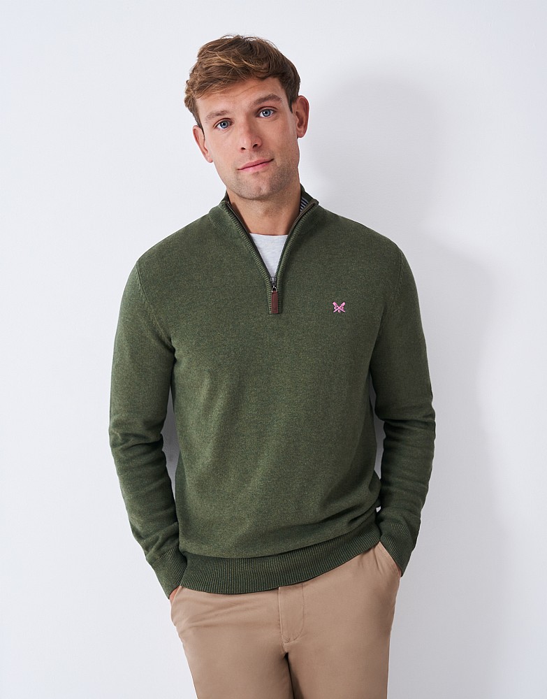 Classic Half Zip Jumper in Thyme Green - thyme green