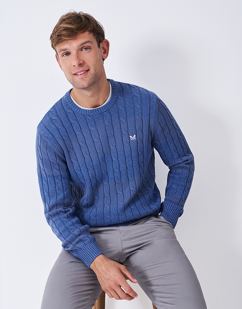 Crew Neck Oarsman Jumper in Blue