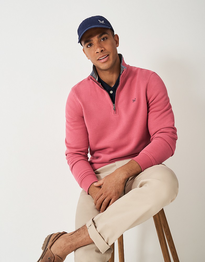 Classic Half Zip Sweatshirt in Rose Pink