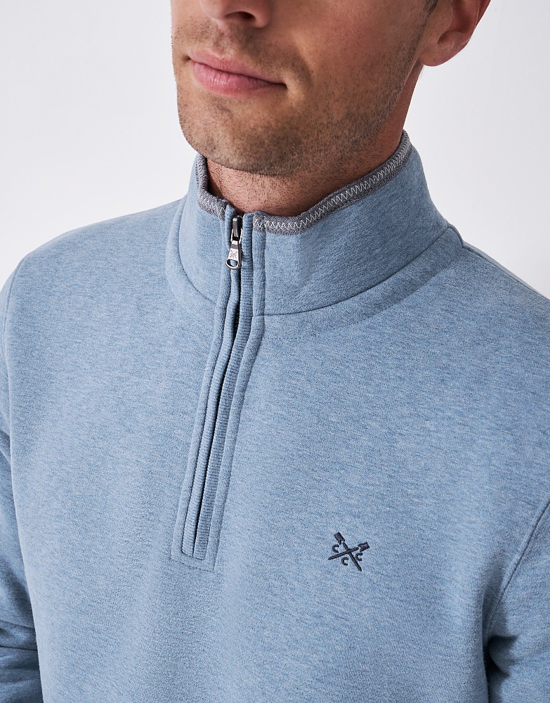 Sweat-shirt Homme Crew Clothing Co Bleu, 1/4 Zip, Taille L - Très Bon état