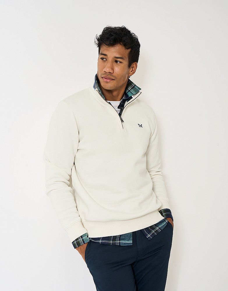 Classic Half Zip Sweatshirt in Ecru