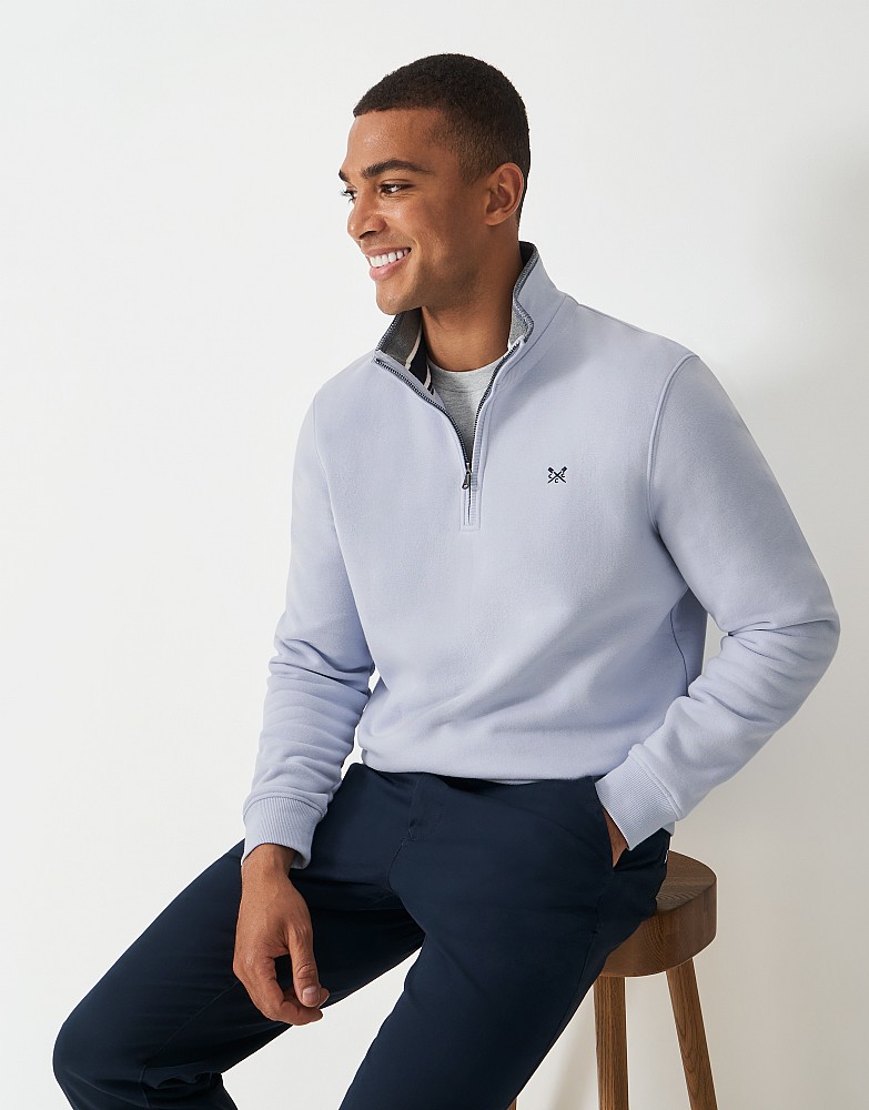 Classic Half Zip Sweatshirt in Pale Blue