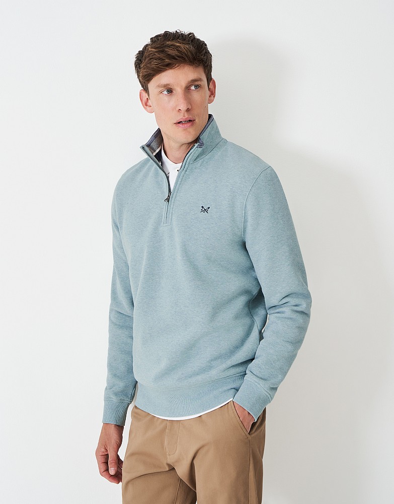Classic Half Zip Sweatshrit in Light Blue
