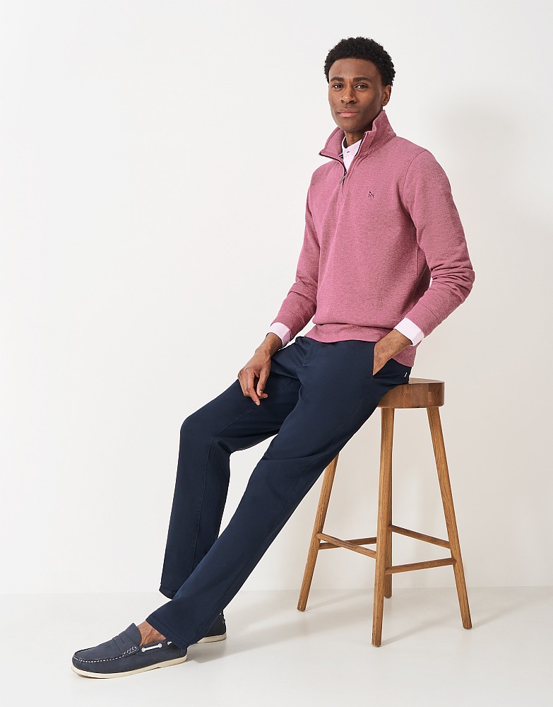 French Rib Half Zip Sweatshirt in Rose Pink