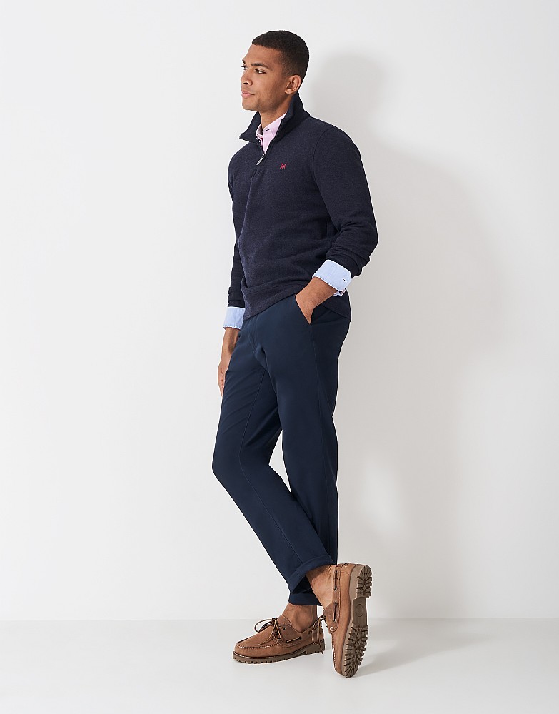 French Rib Half Zip Sweatshirt in Navy