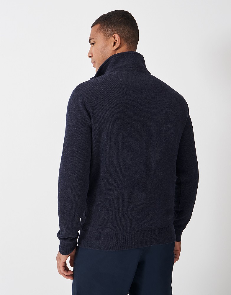 Men's French Rib Half Zip Sweatshirt in Navy from Crew Clothing