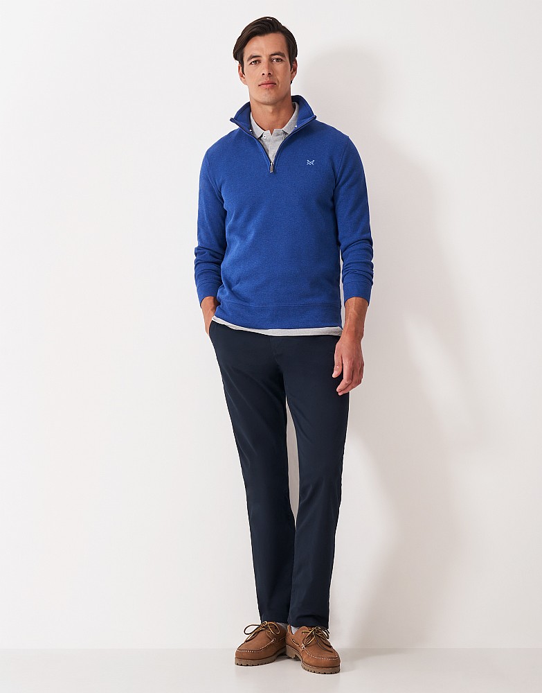 French Rib Half Zip Jumper in Blue Marl