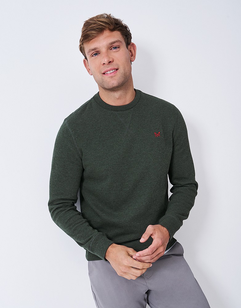 French Rib Crew Neck Jumper in Dark Green