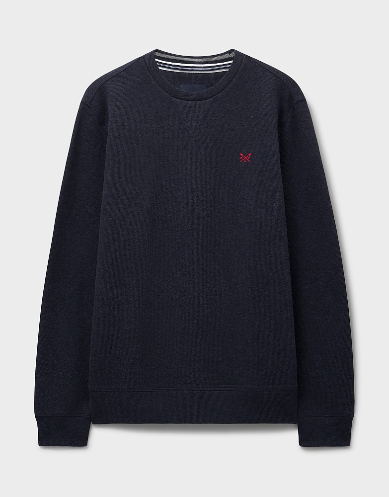 Men's French Rib Half Zip Sweatshirt in Navy from Crew Clothing