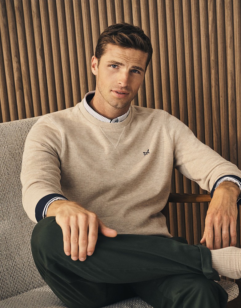 French Rib Crew Neck Jumper in Beige