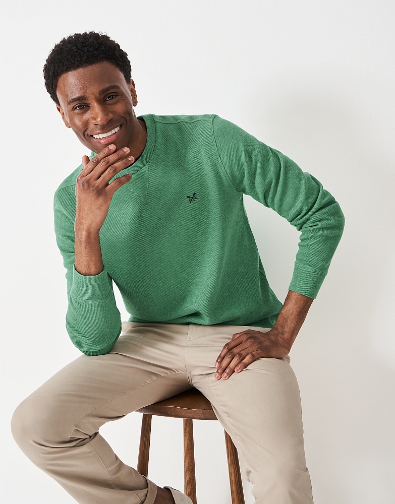 French Rib Crew Neck Jumper in Green
