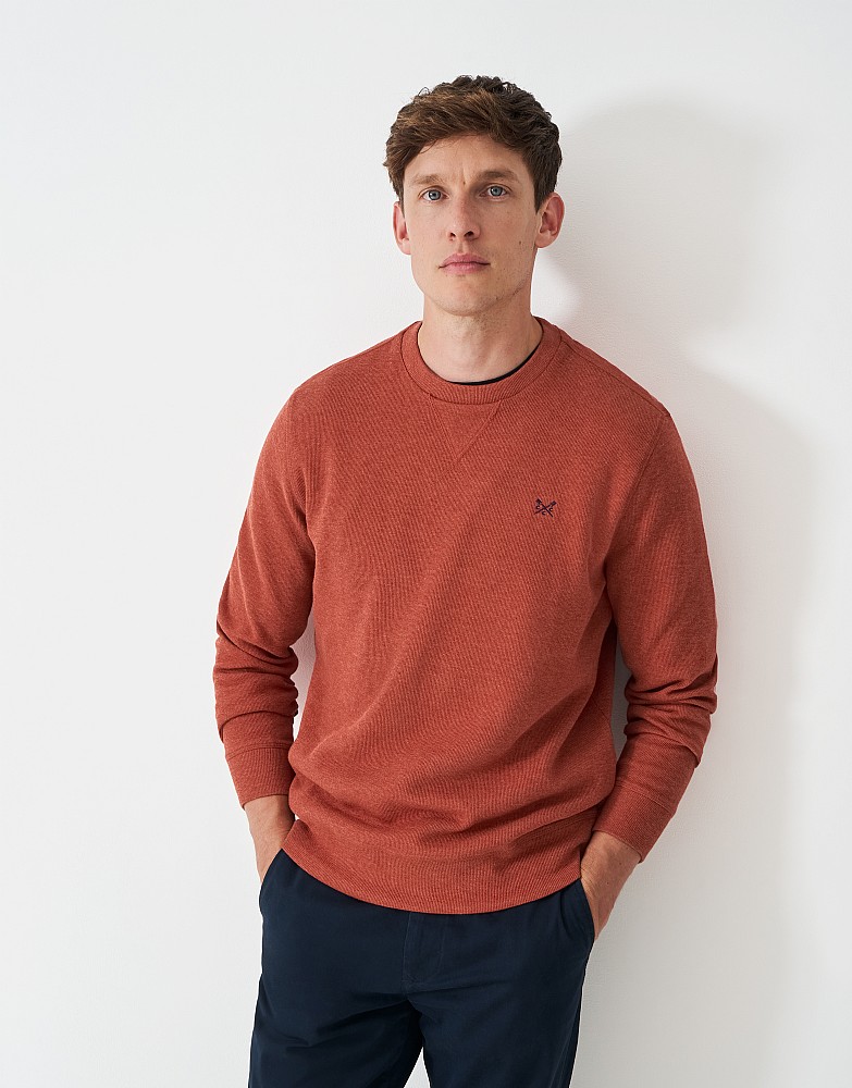 French Rib Crew Neck Jumper in Red Marl
