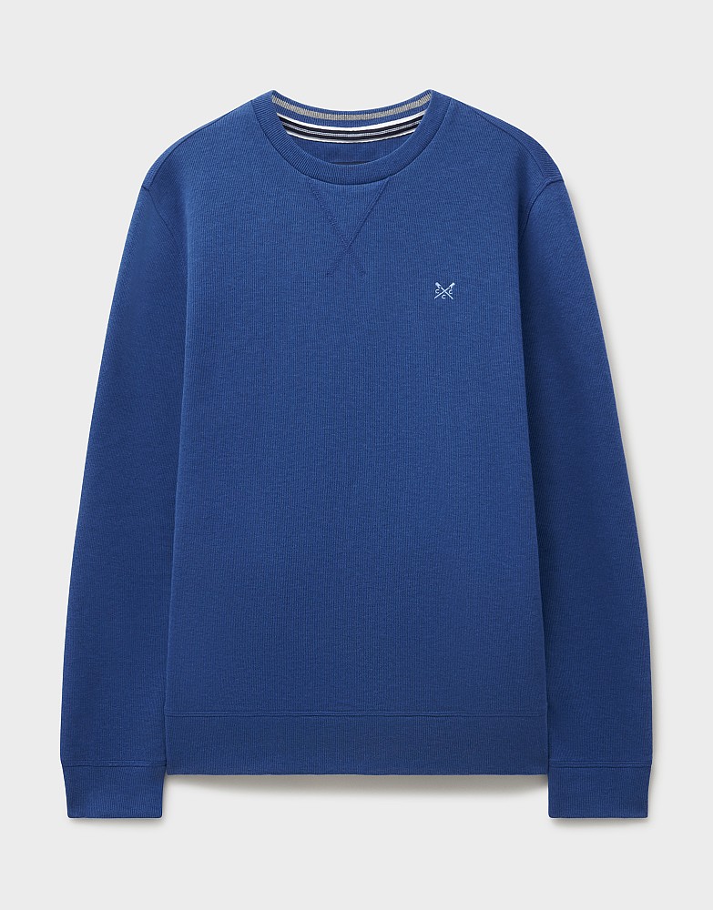 Men's Ribbed Crew Neck Sweatshirt in Blue from Crew Clothing Company