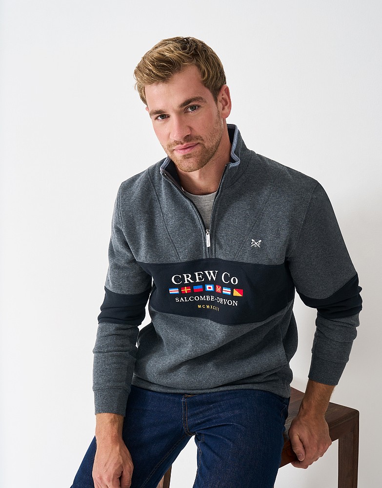 Waterside Graphic Half Zip Sweatshirt in Charcoal