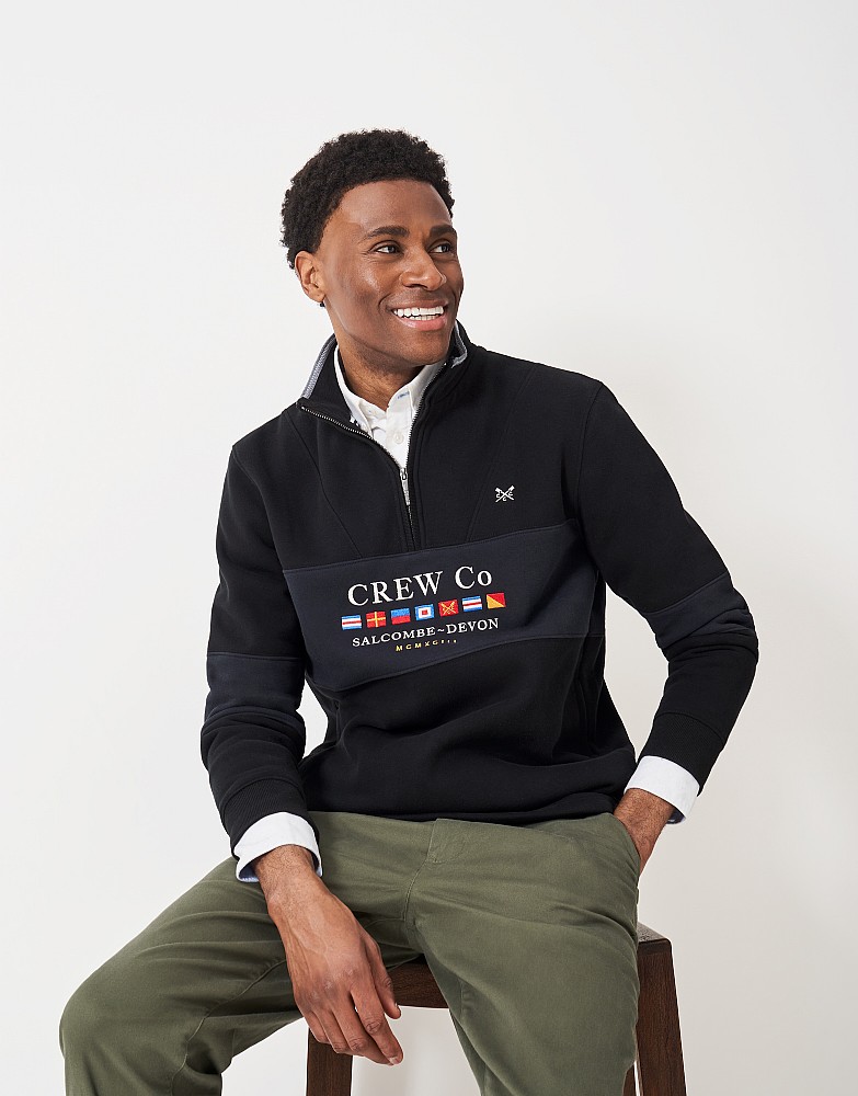 Graphic Half Zip Sweatshirt in Navy