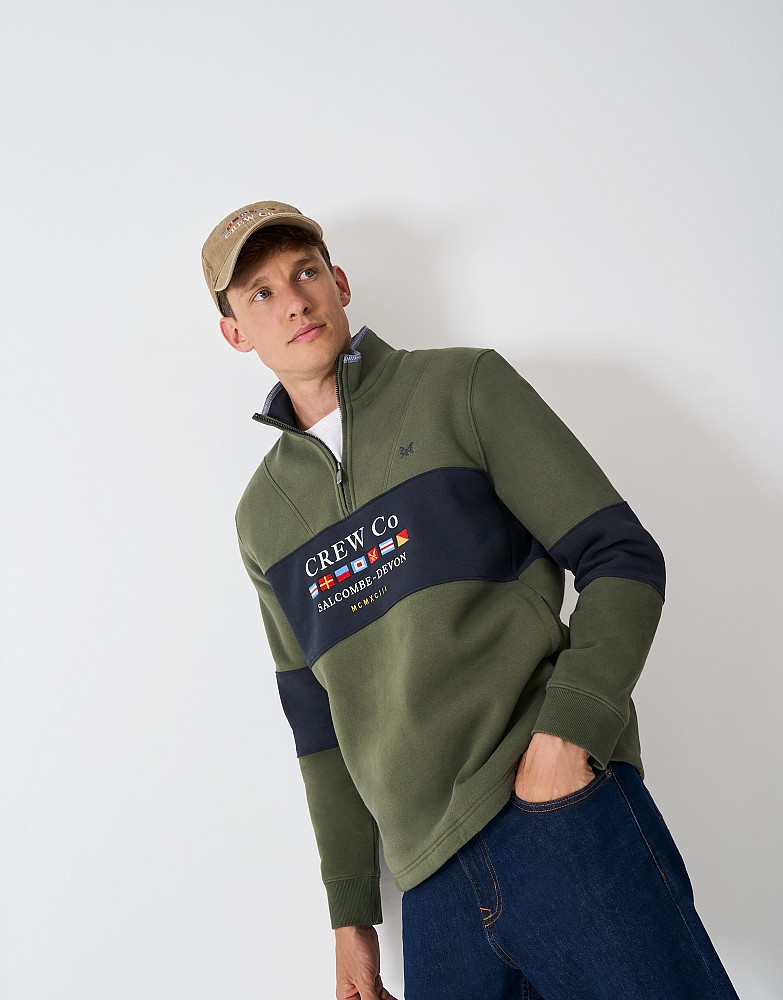 Waterside Graphic Half Zip Sweatshirt in Green