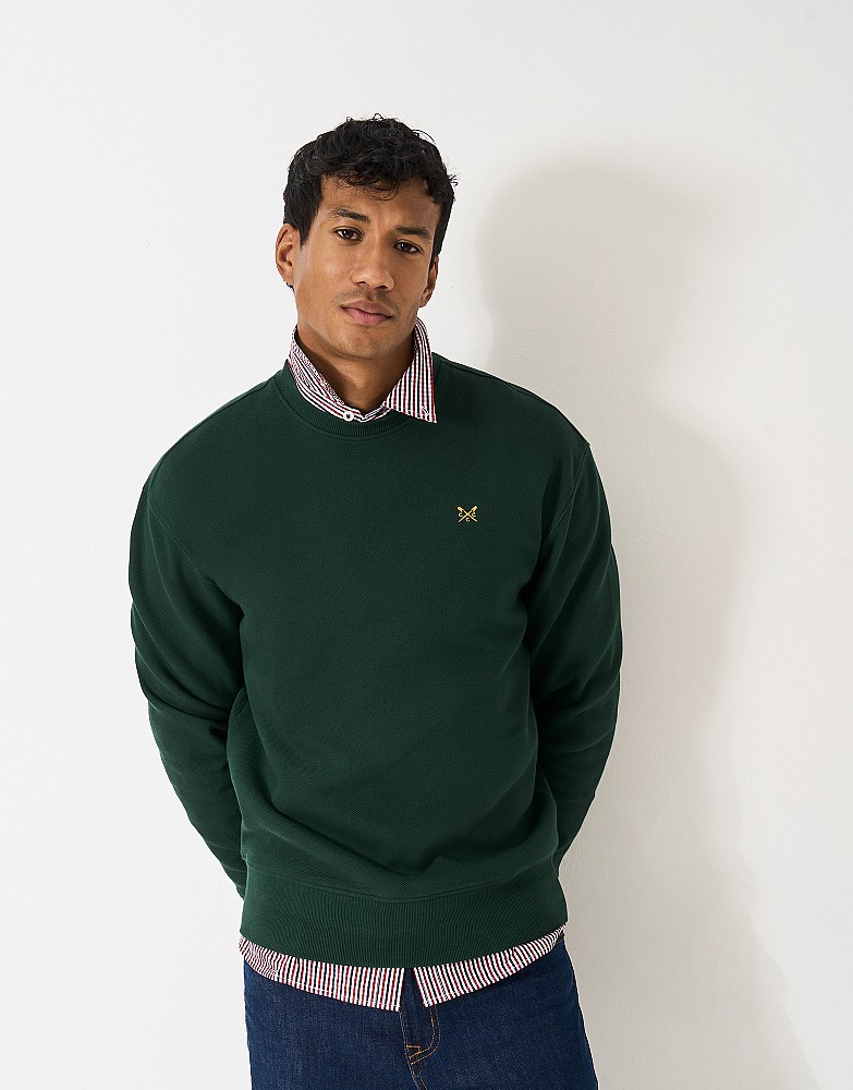 Oversized Cotton-Blend Piqué Sweatshirt in Bottle Green