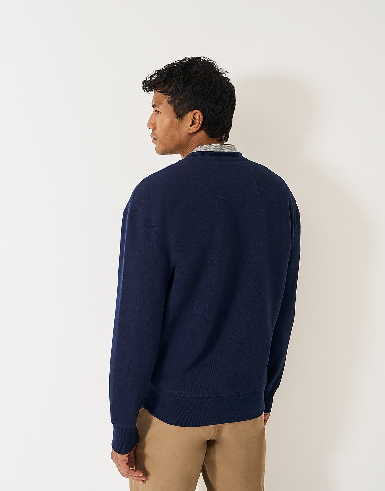 Men's Oversized Piqué Sweatshirt in Deep Blue from Crew Clothing