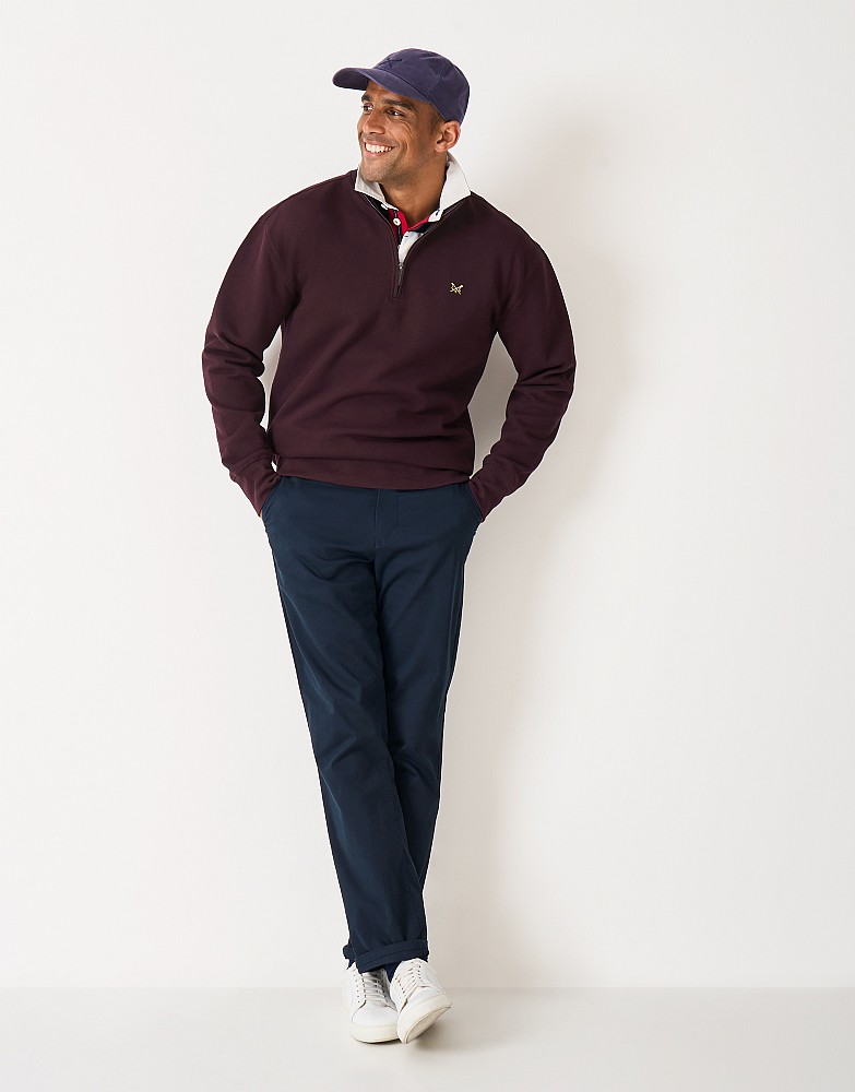 Men's Oversized Half-Zip Sweatshirt in Mahogany Red from Crew Clothing