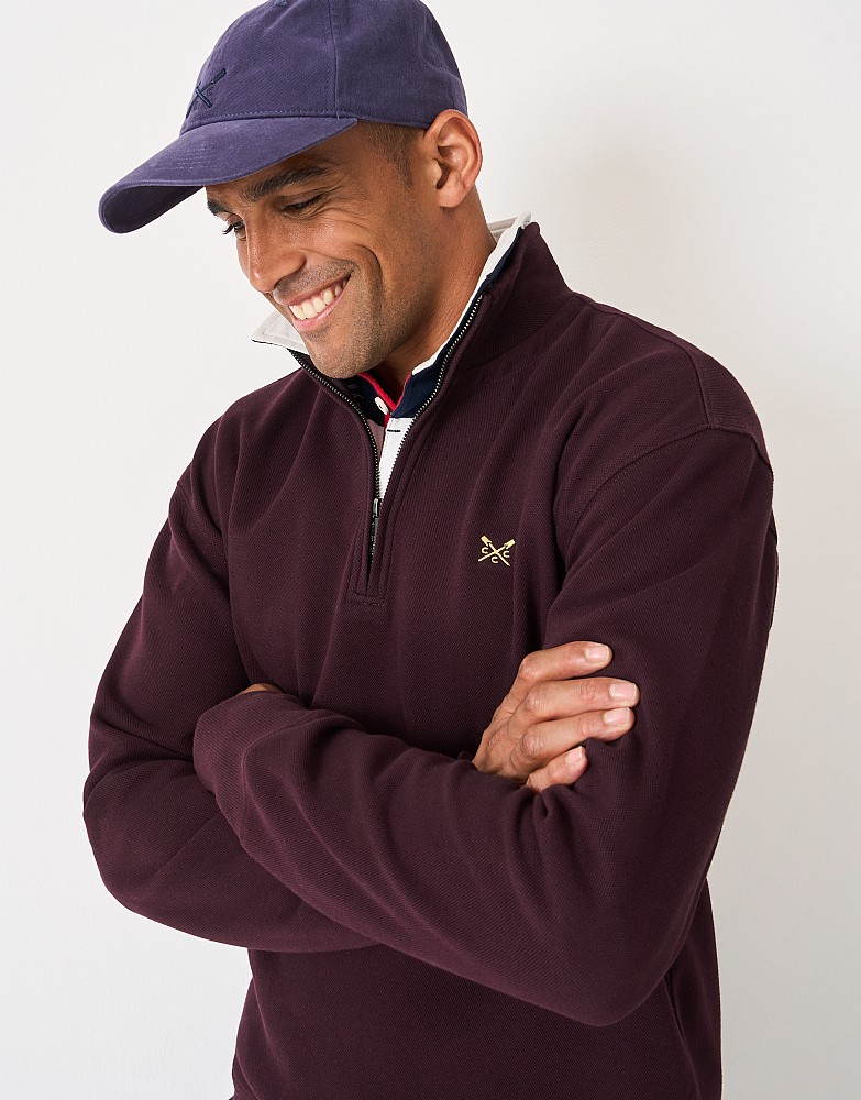 Men's Oversized Half-Zip Sweatshirt in Mahogany Red from Crew Clothing