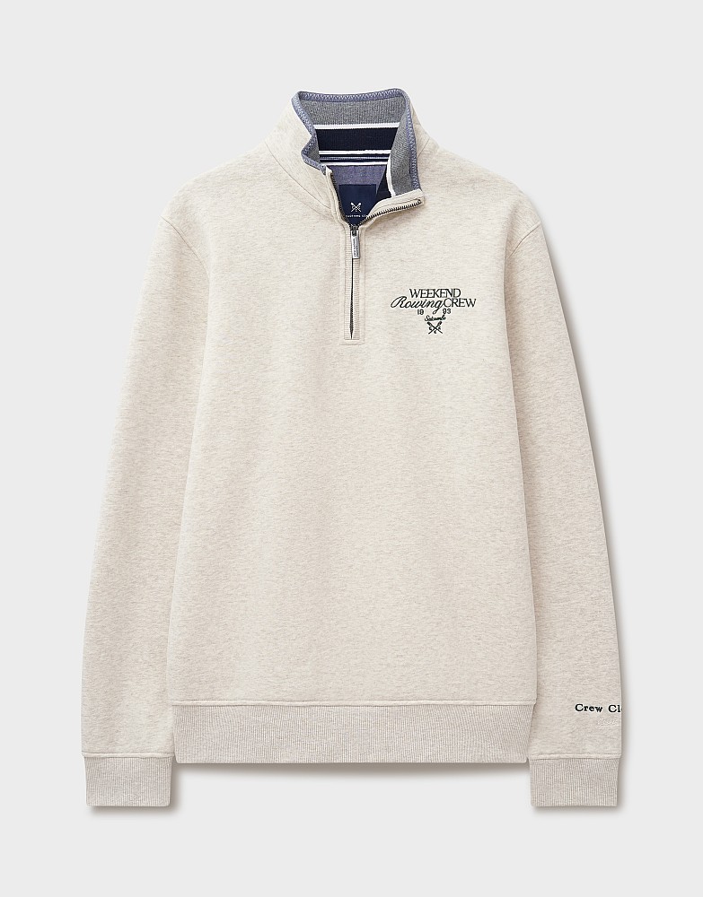 Men's Graphic Half-Zip Sweatshirt in Oat Marl from Crew Clothing