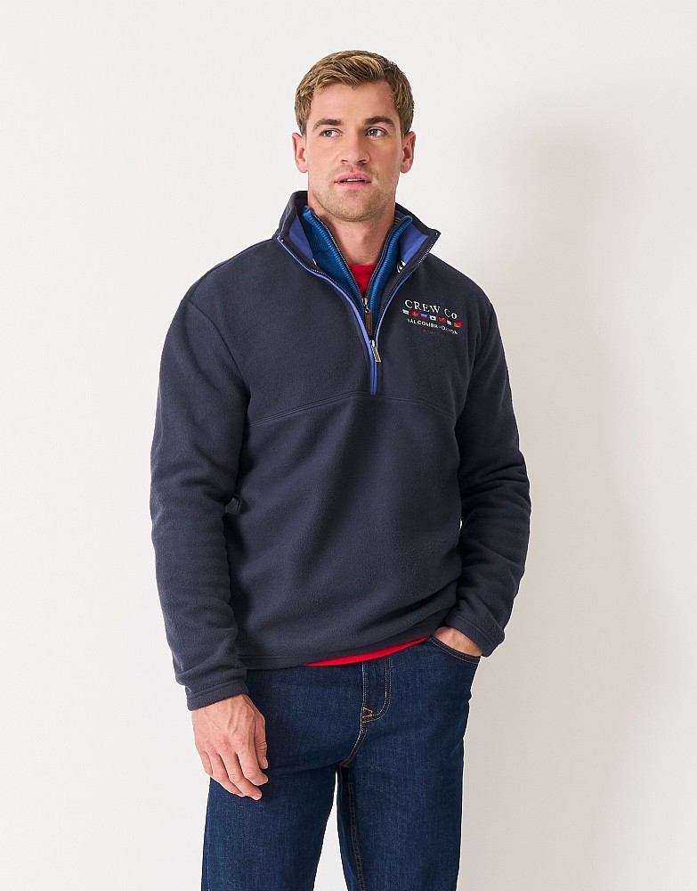 Embroidered Half-Zip Fleece in Dark Navy