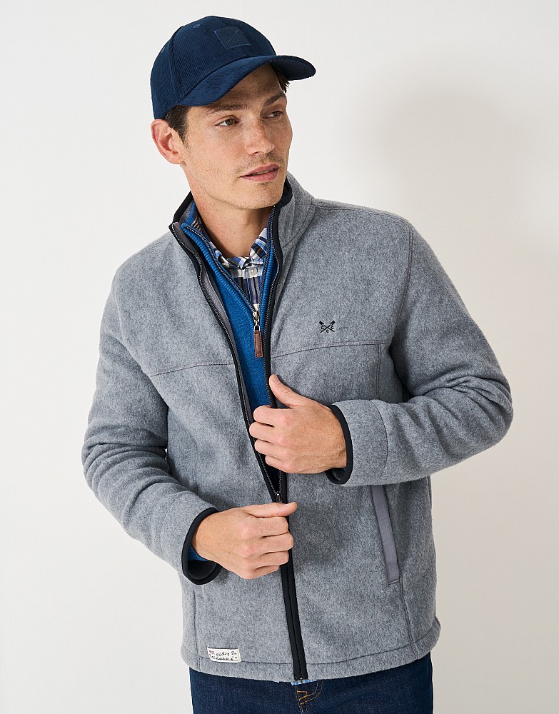 Zip Through Fleece Jacket in Dark Grey