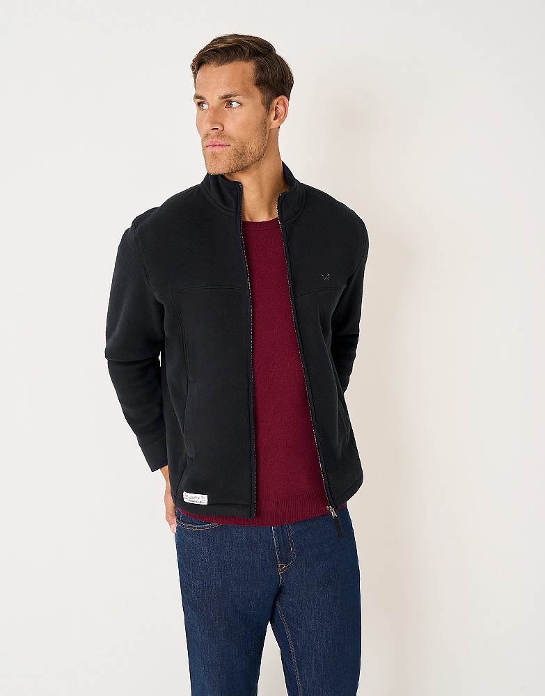 Zip Through Fleece Jacket in Black