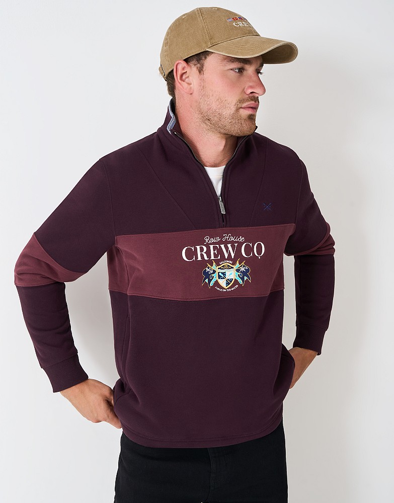 House Graphic Half Zip Sweatshirt in Mahogany