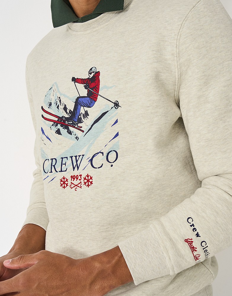 Alpine Ski Crewneck Sweatshirt in Oat from Crew Clothing Company