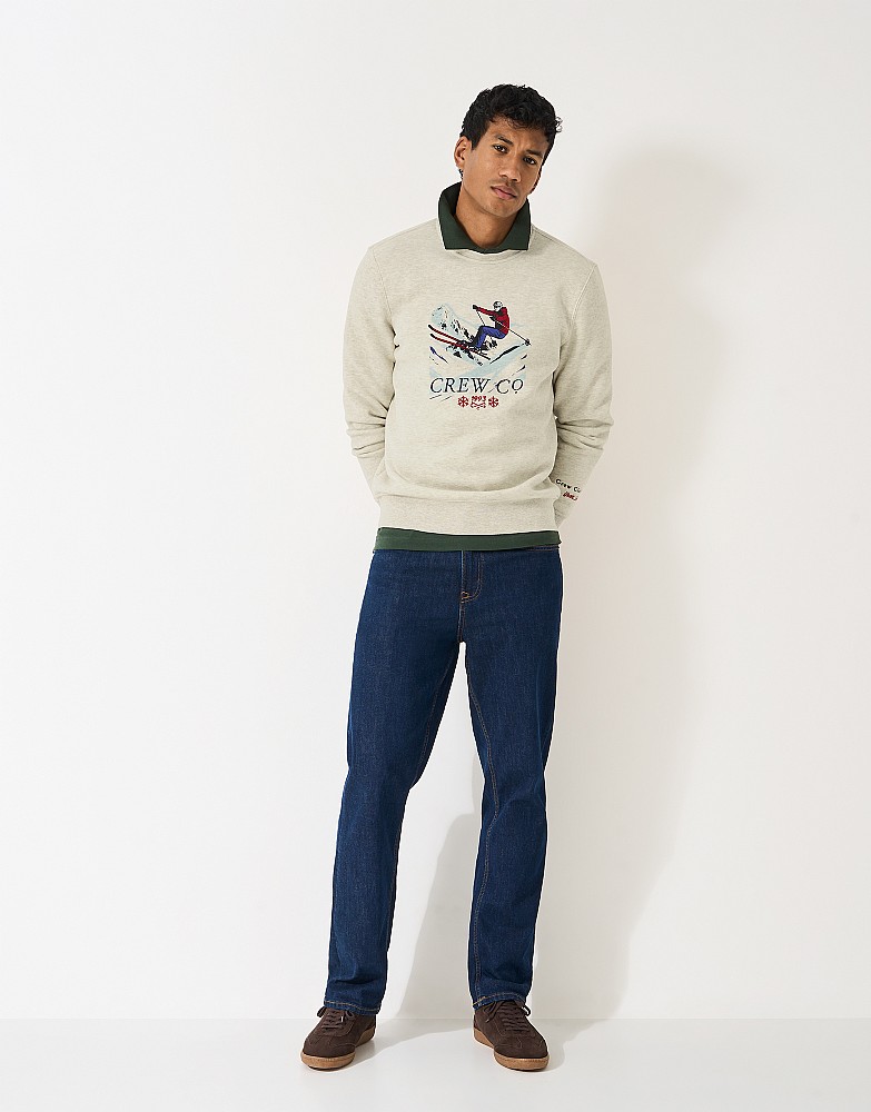 Alpine Ski Crewneck Sweatshirt in Oat from Crew Clothing Company