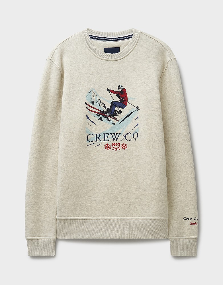 Alpine Ski Crewneck Sweatshirt in Oat from Crew Clothing Company