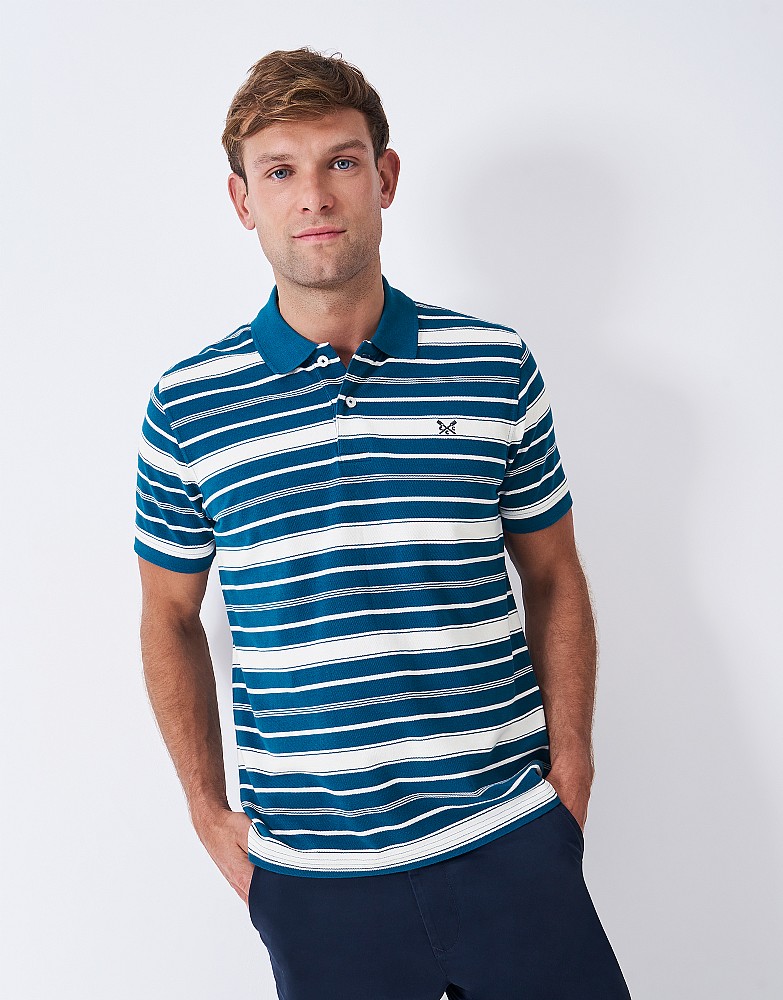 Stripe Polo Shirt in Blue and White