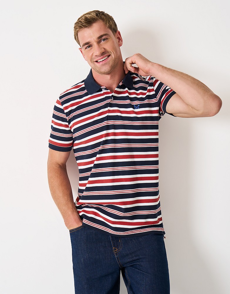 Striped Yarn Dyed Polo in Navy and White Stripe