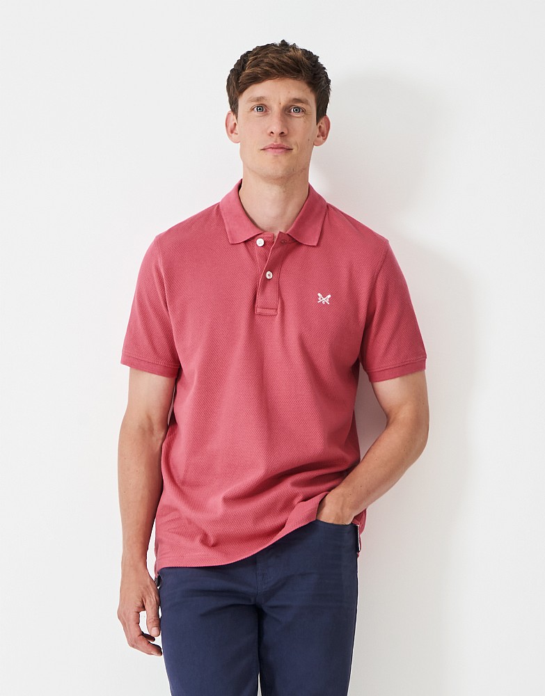 Waffle Popcorn Polo Shirt in Pink