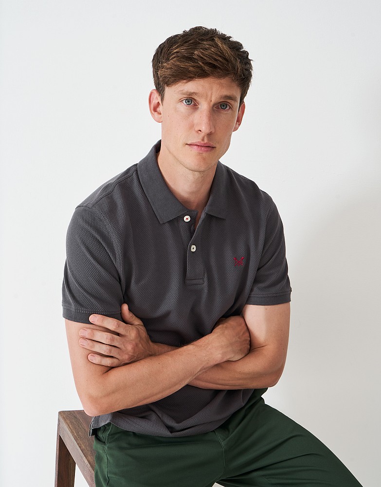 Waffle Popcorn Polo Shirt in Charcoal