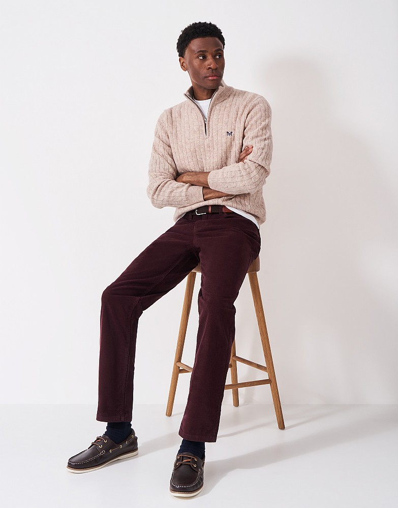 Parker Straight Fit Cord Trousers in Mahogany