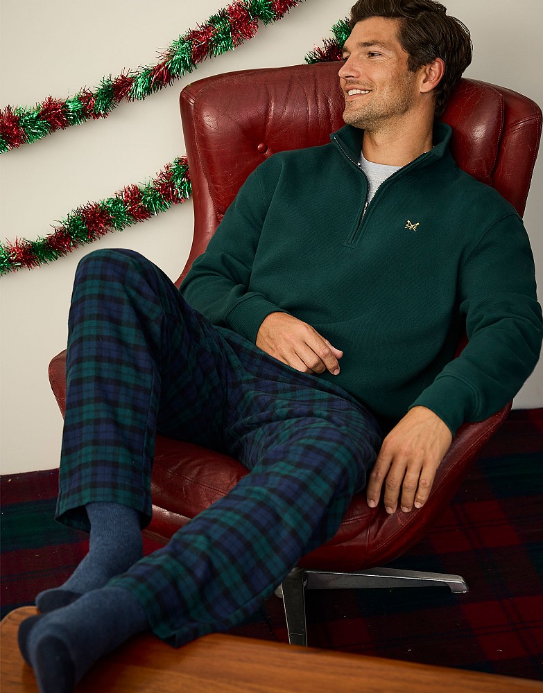 Flannel Lounge Trousers in Dark Blue Check