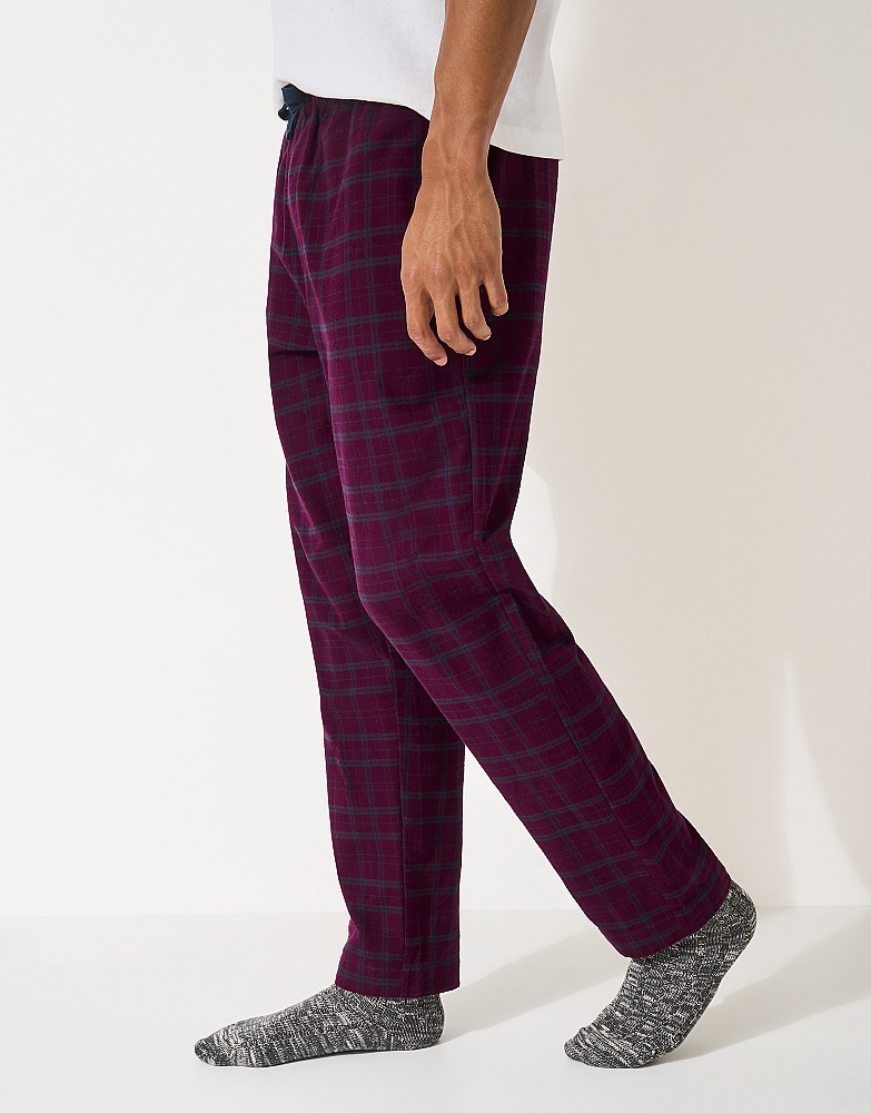 Flannel Lounge Trouser in Burgundy Check